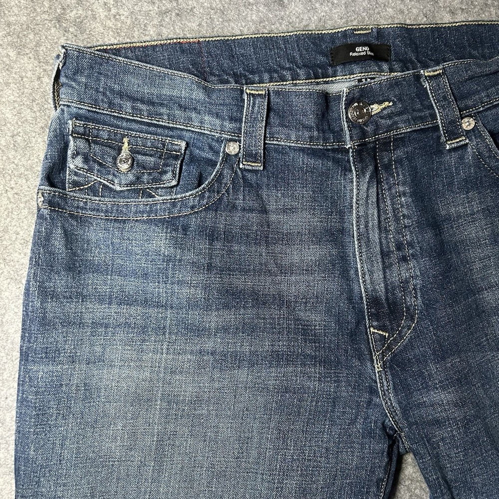 True Religion Men's 38 Geno Relaxed Slim Denim Jorts Shorts Whiskers - Picture 3 of 12
